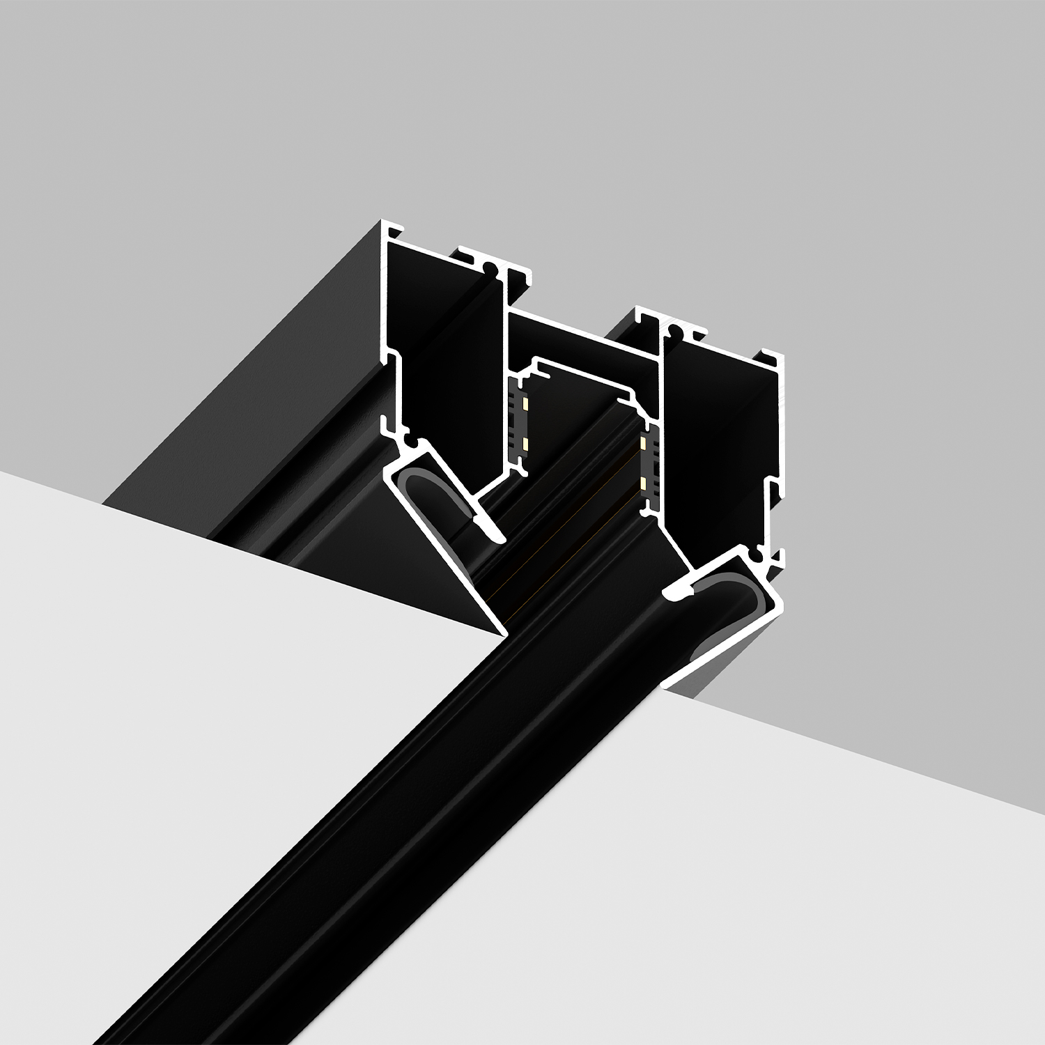 Встраиваемый магнитный трек в натяжной пвх потолок crystal lux clt 0.134 01 l3000 bl